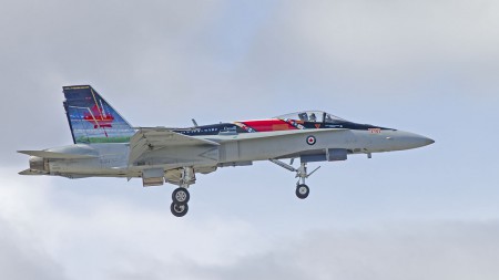 Hornet One landing after practice, Comox, April 2013